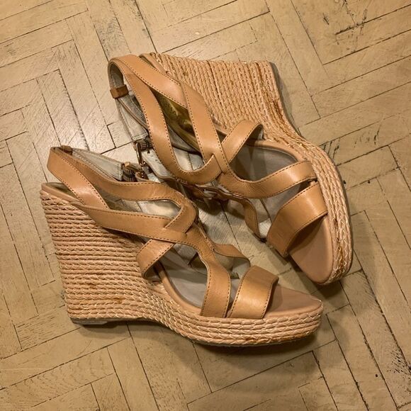 MICHAEL Kors Tan Strappy Wedge Sandals Size 9 - Picture 3 of 12